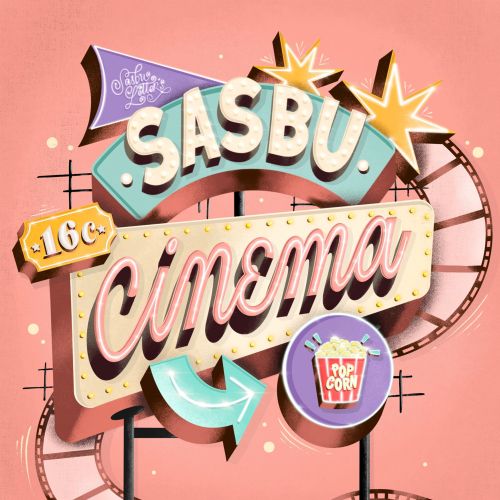 Lettering art of Sasbu Cinema