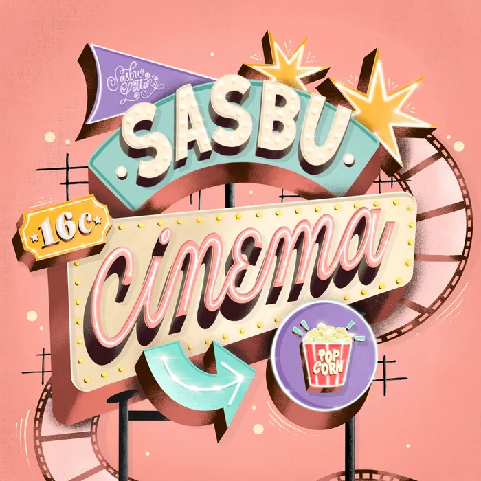 Lettering art of Sasbu Cinema