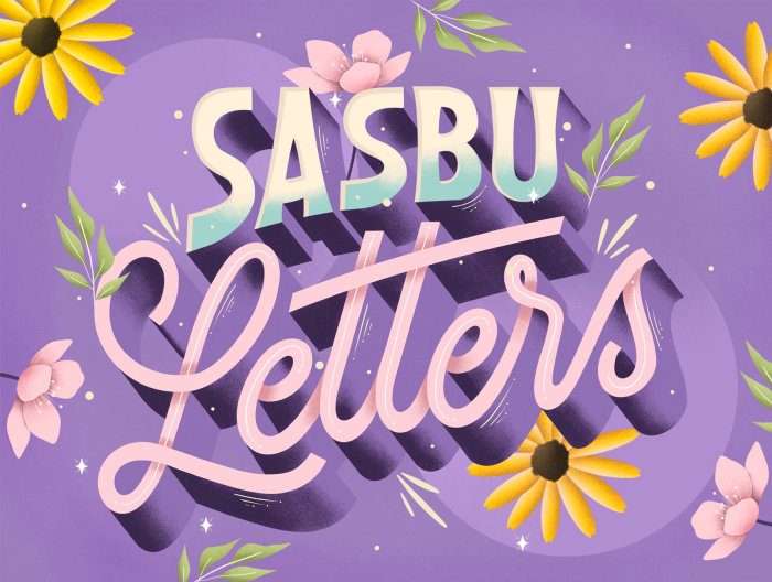 Calligraphy design of sasbu letters 