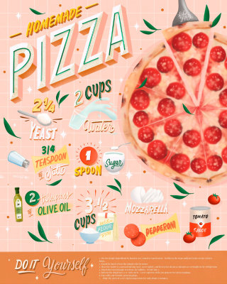 Pizza de lettrage graphique