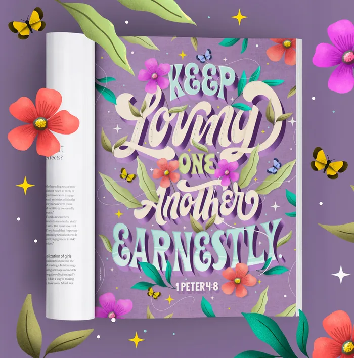 Lettering Keep loving one another earnestly