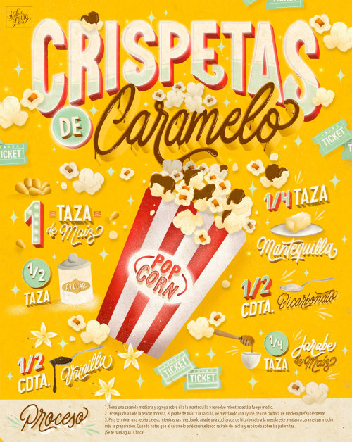 Graphic Lettering Caramelo Popcorn