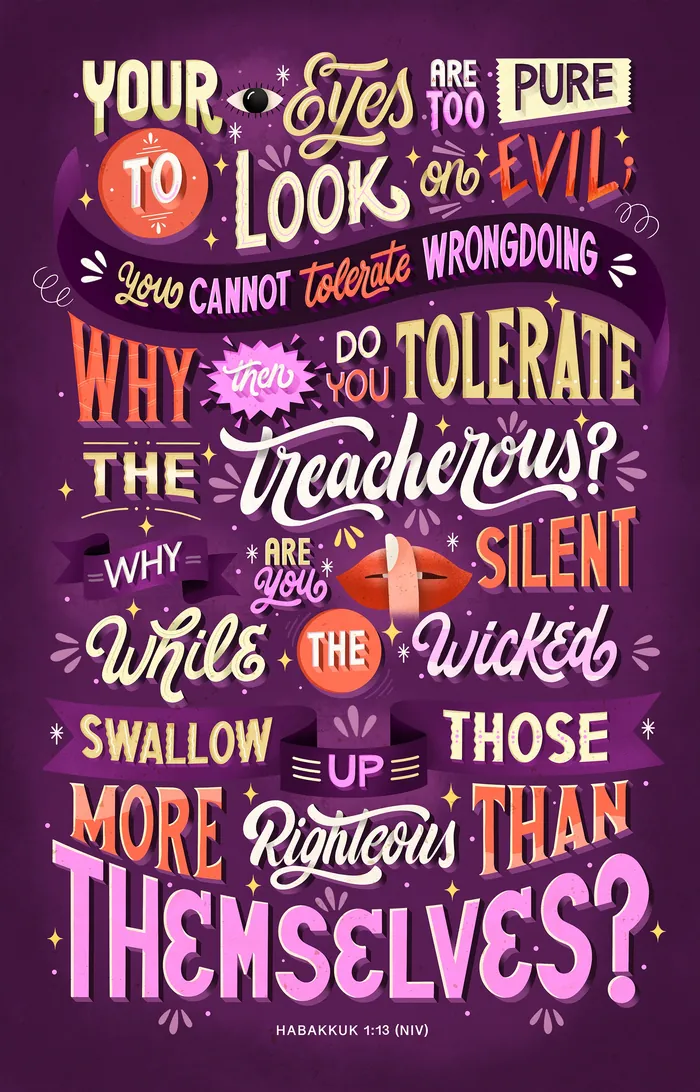 Hand-lettered justice and righteousness quote design by Saskia Bueno