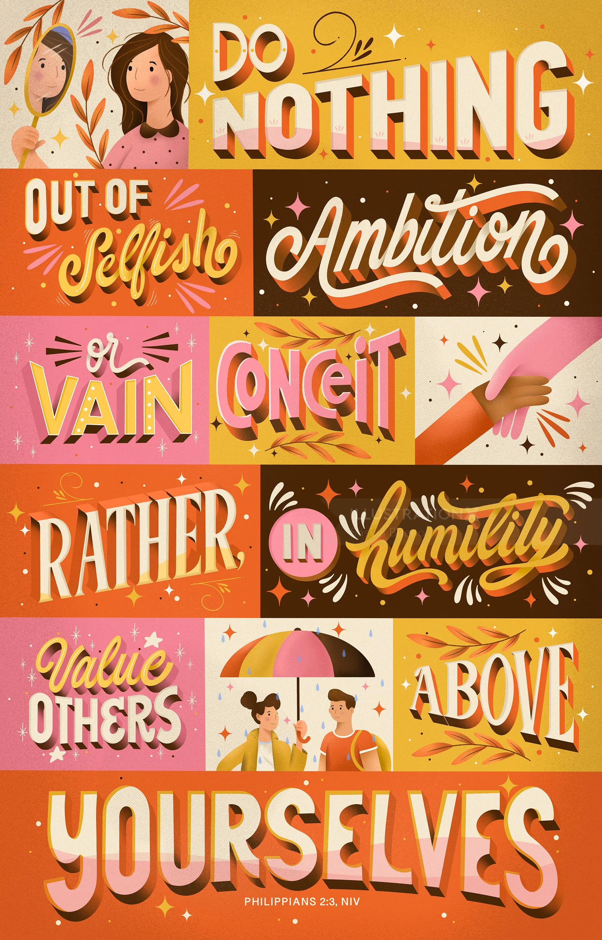 Inspirational humility quote illustration by Saskia Bueno
