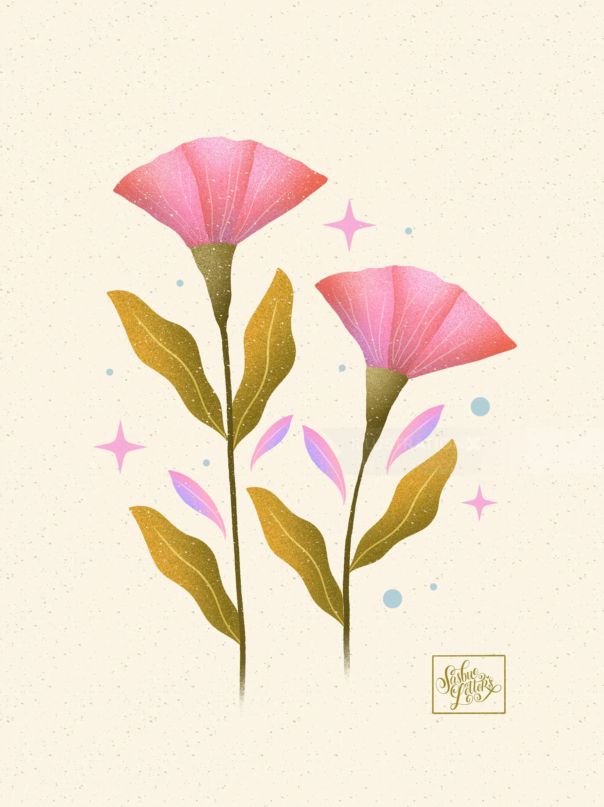 Digital illustration of Pink Calla Lily