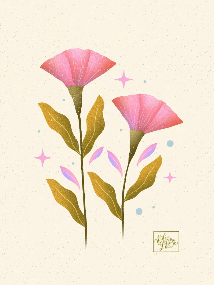 Digital illustration of Pink Calla Lily