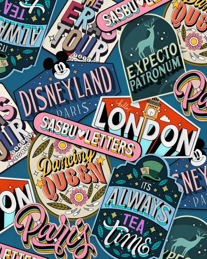 Hand-Lettered Street Collage of Paris and London