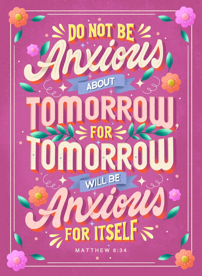 Beautiful Matthew 6:34 Calligraphy Print