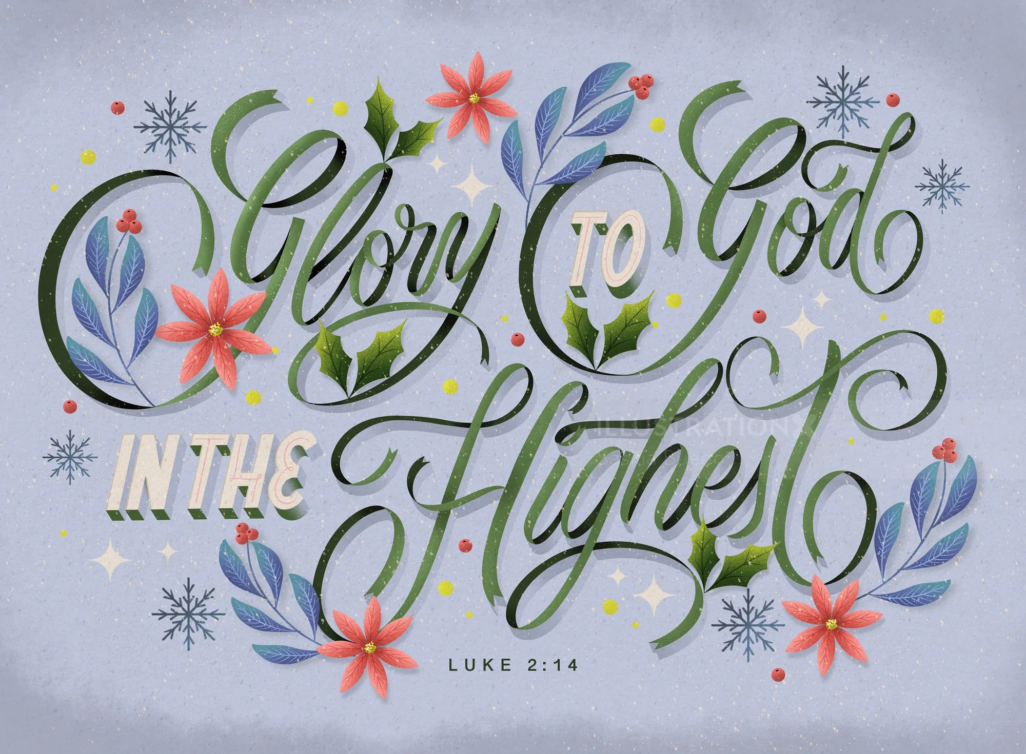 Decorative lettering saying Glory to God in the Highest with flowers