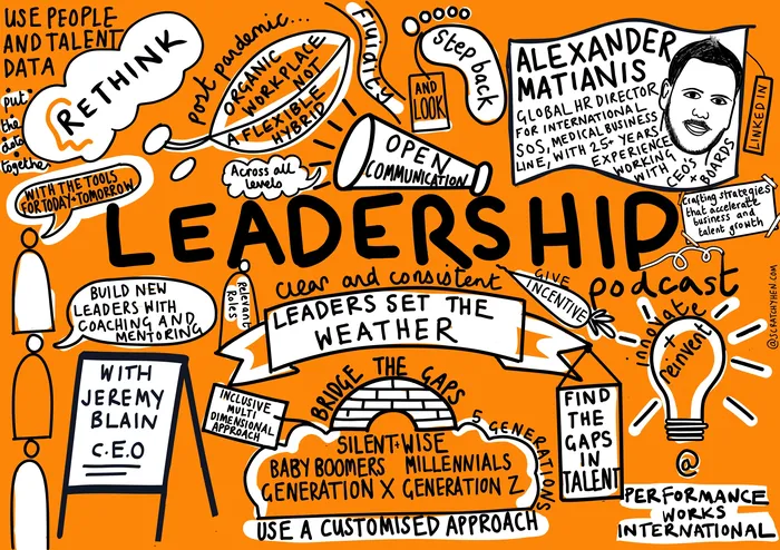 Leadership-themed illustration with quotes by Alexander Matianis, created by Scratchy Hen Design