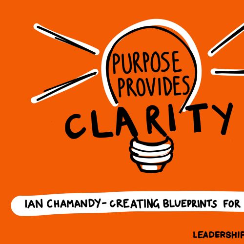 Lightbulb illustration with text 'Purpose Provides Clarity' on orange background by Scratchy Hen Des