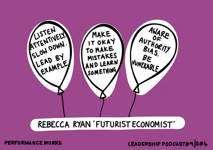 Leadership advice in three balloons illustration by Scratchy Hen Design