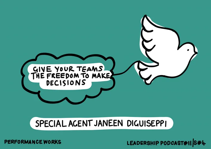 White dove with speech bubble giving leadership advice by Scratchy Hen Design