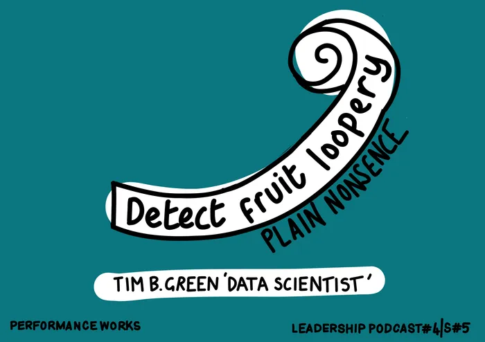 Curled scroll with 'Detect fruit loopery plain nonsense' text, by Scratchy Hen Design