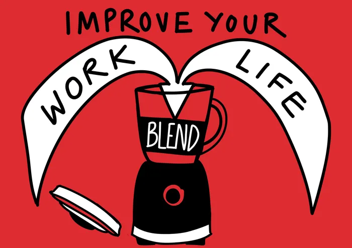 Blender mixing work and life for improved work life balance illustration