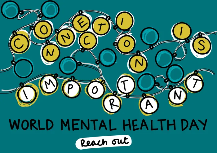 String lights spell out 'Connection is important' for World Mental Health Day