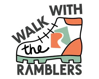 Hiking boot illustration with Walk with the Ramblers text