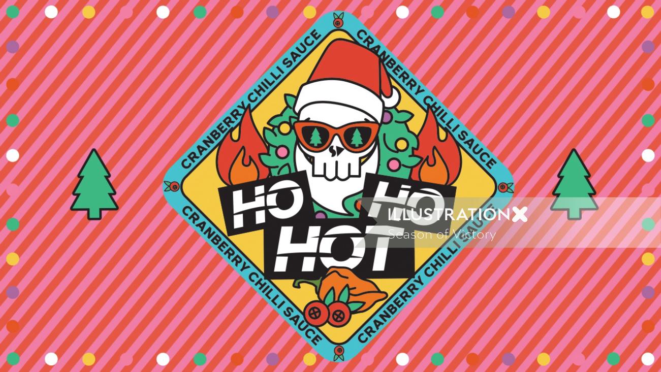 Label for “Ho Ho Hot” hot sauce Animation