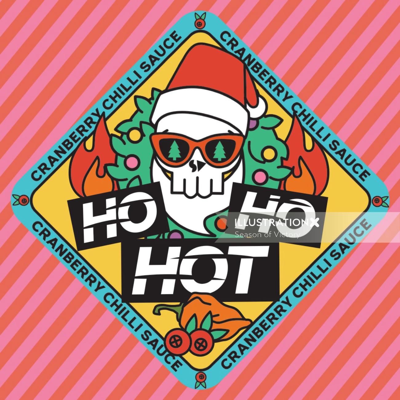Animated gifs label for “Ho Ho Hot” hot sauce