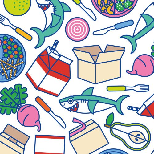Illustration icons and patterns for a Kids food brand