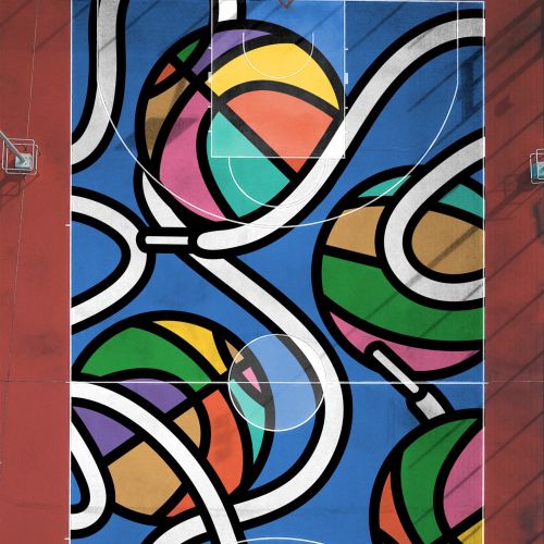 Artistic inspiration for a basketball court mural