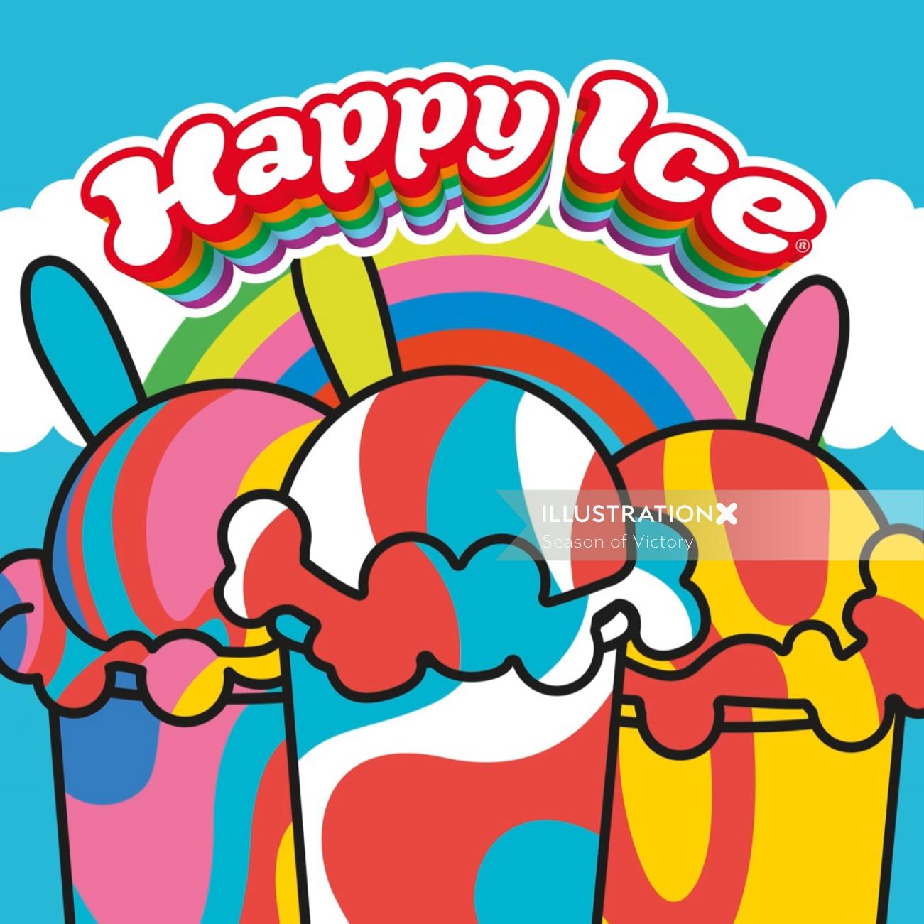 Happy Ice fruity frozen dessert drink 