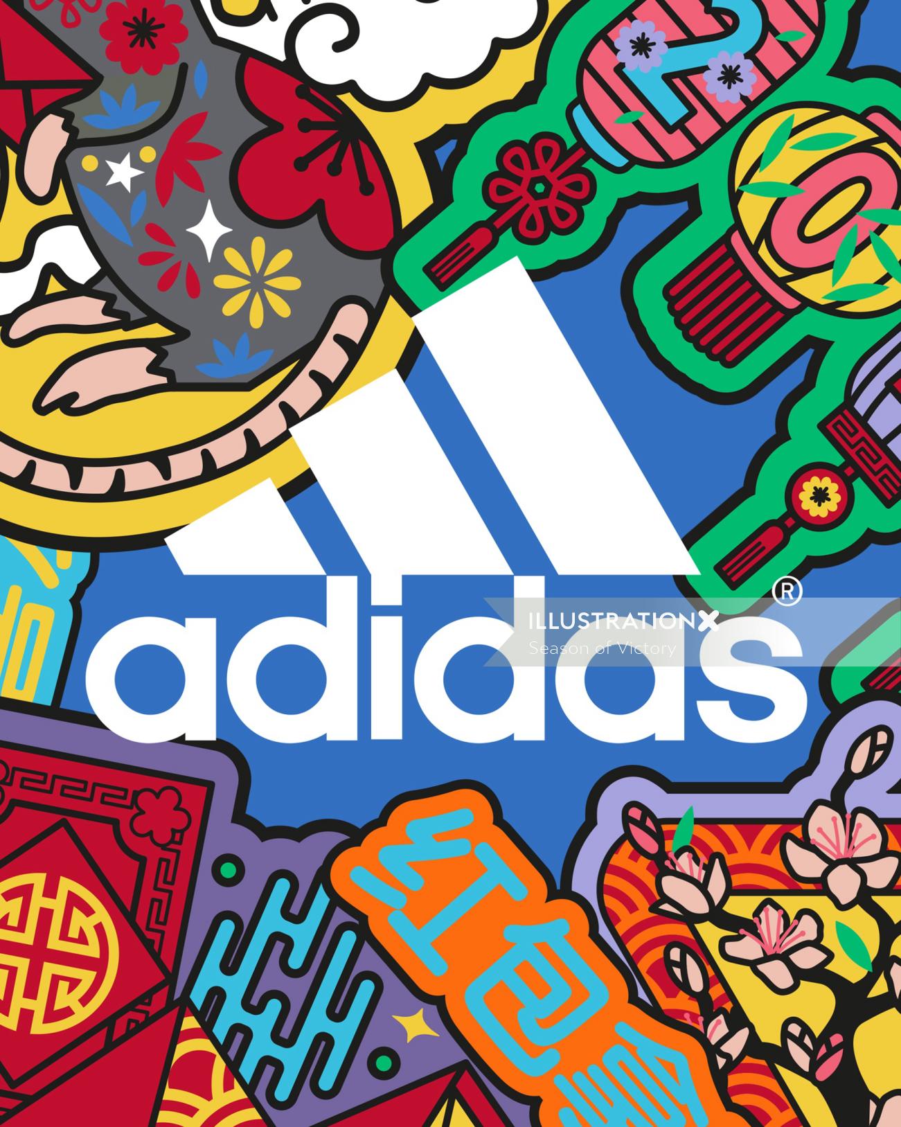 中国の旧正月に向けた Adidas 刺繍ワッペンセット