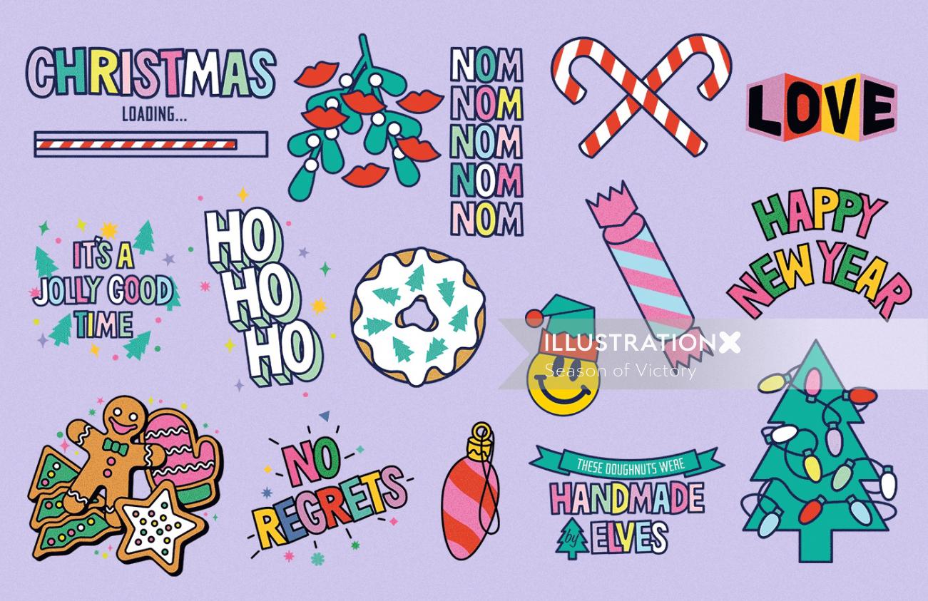 animated gif Christmas themed sticker for doughtnut Time