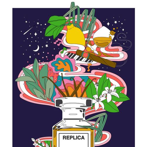 "Replica Jazz Club"  perfume bottle illustration