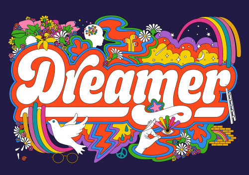 DREAMER psychedelic art in vivid colours