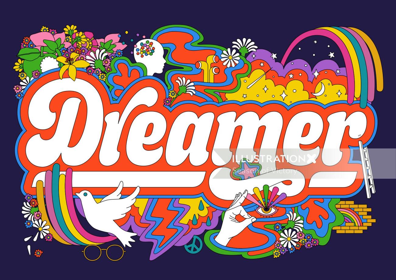 DREAMER psychedelic art in vivid colours