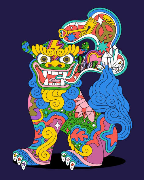 shisadog, shisa, japaneseart, japan, magical, mystical, lucky, aapi, asian american illustrator