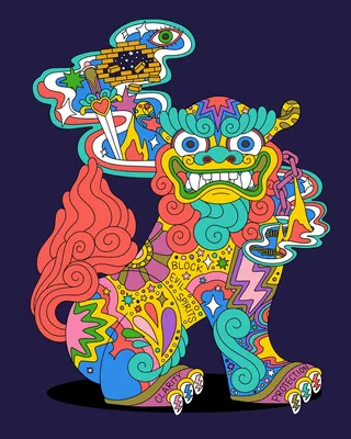 Okinawan Shisa Dog digital poster