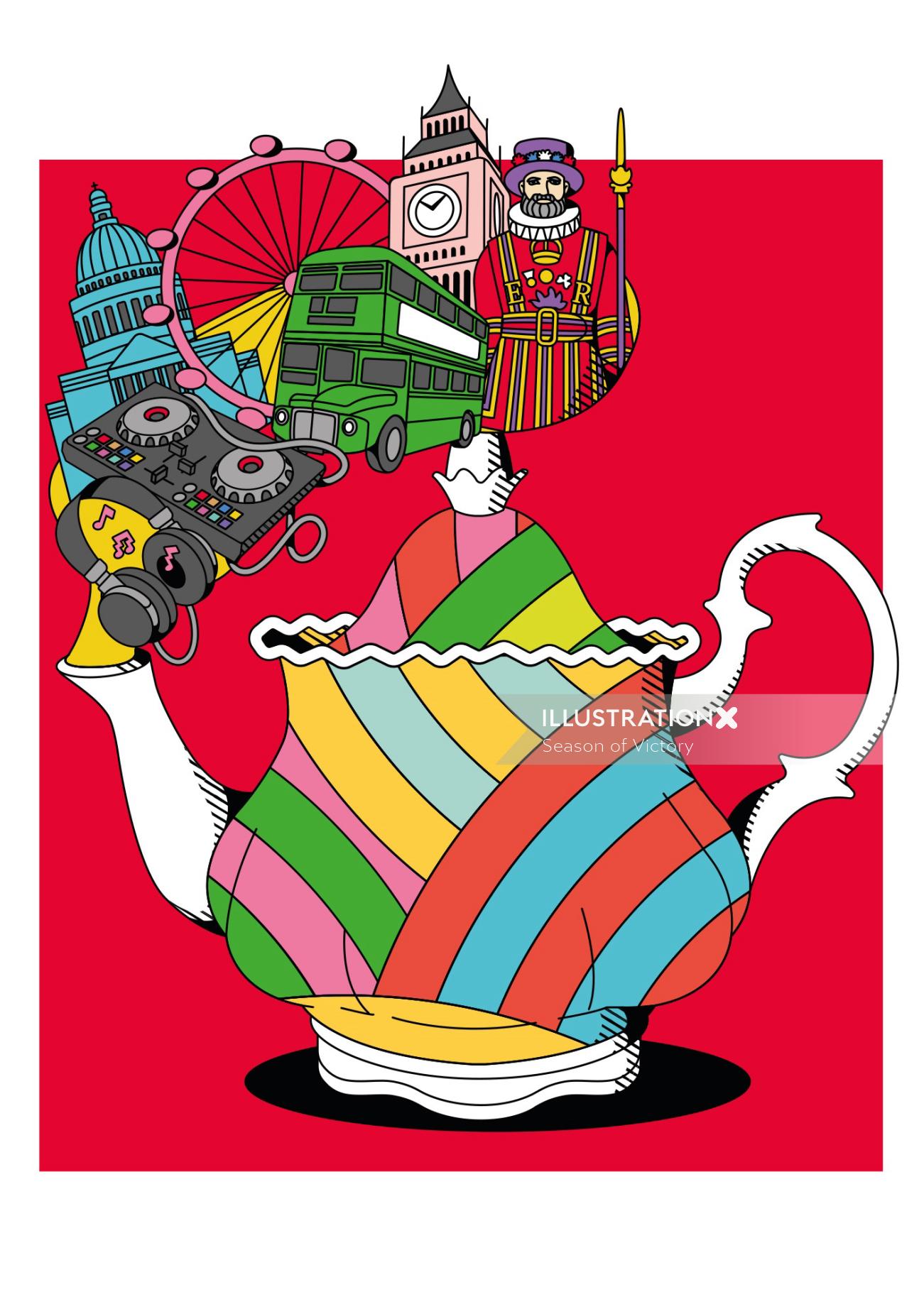 Editorial design of Teapot for "London Spirit" book