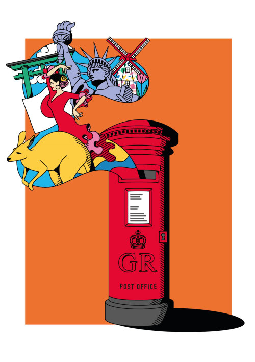 post, postbox, travel, trip, holiday, beefeater gin, gin, japan, spain, australia, holland, mail, po
