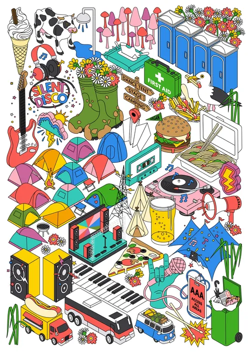Isometric style festival poster design