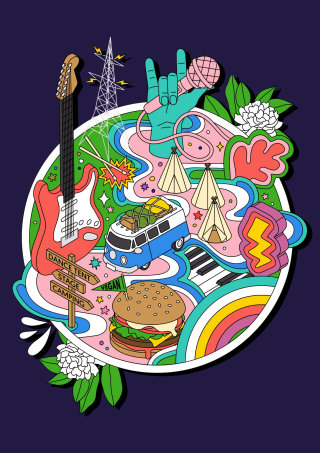 Ilustración del cartel editorial del festival de música.