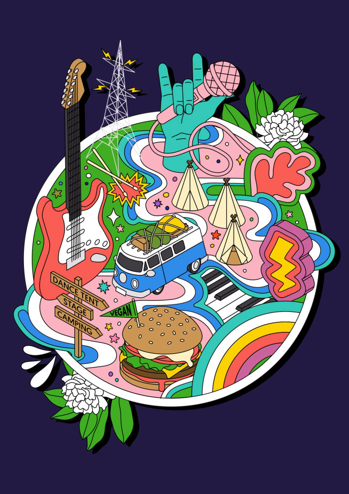 Music festival editorial poster illustration