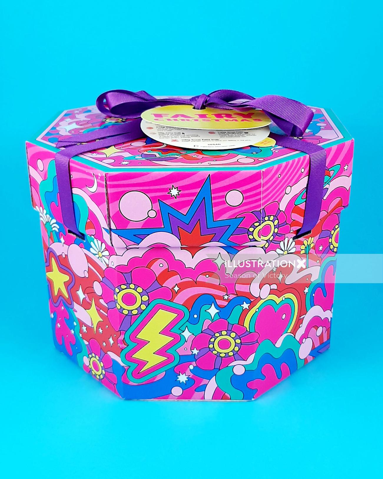 christmas, packaging, psychedelic, colorful packaging, christmas gift packaging, limited edition pac