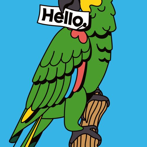 Cartoon Parrot illustration for skincare packaging