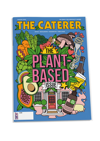 《餐饮杂志》以植物为基础的插图封面