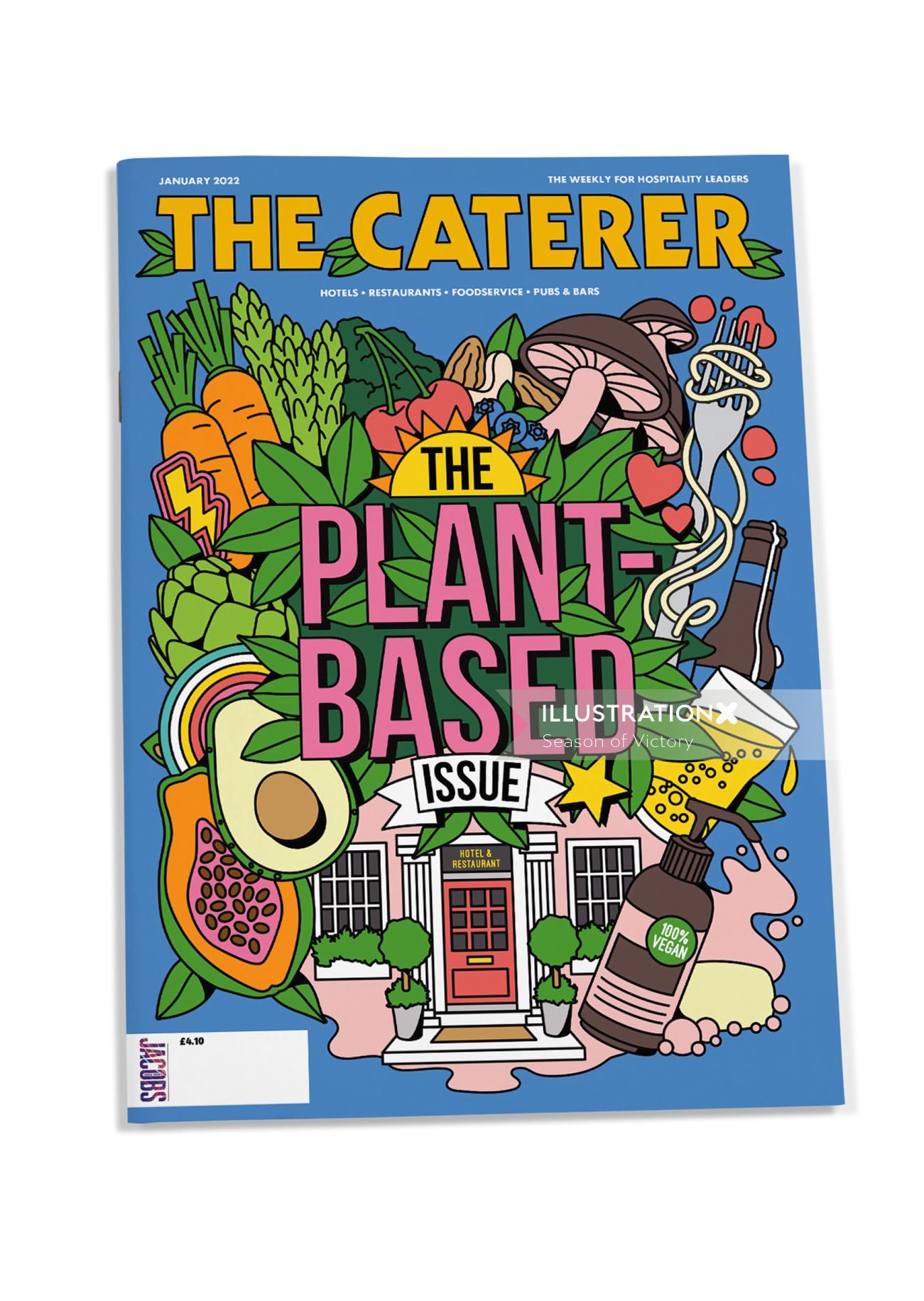 Plant-based illustrated cover for The Caterer Magazine