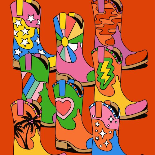 Decorative pattern of cowboy boots