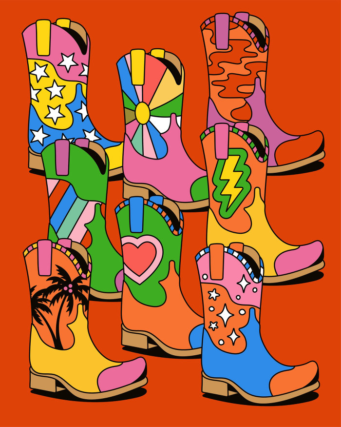 Decorative pattern of cowboy boots