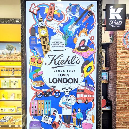 Kiehl's London advertising poster illustration