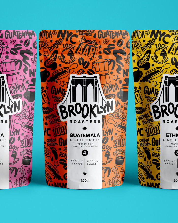 Brooklyn Roasters range of coffee packaging