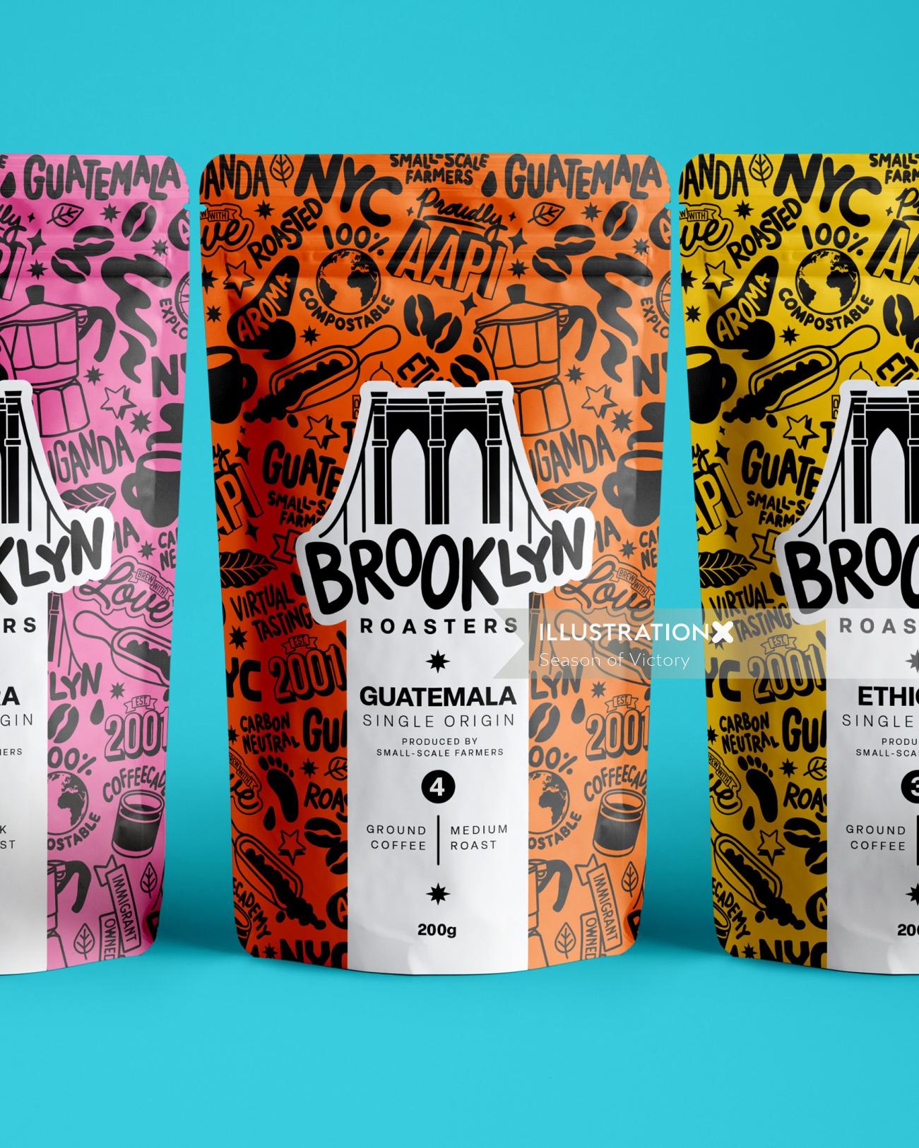 Brooklyn Roasters の一連のコーヒー パッケージ