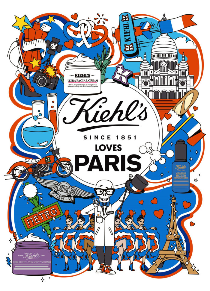 为 Kiehl&#39;s 巴黎广告活动创作的插图
