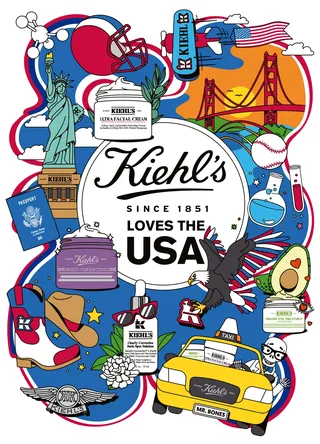 Illustrated poster for Kiehl's USA ad