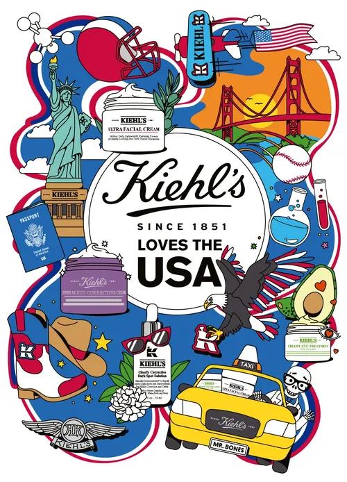 Illustrated poster for Kiehl's USA ad